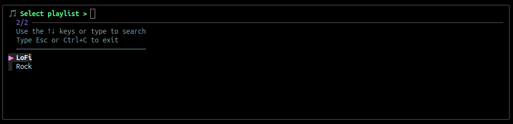 Playlist menu